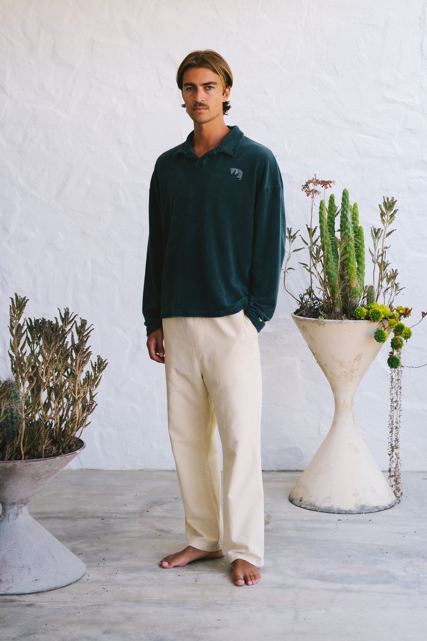 Portside Green Terry Polo