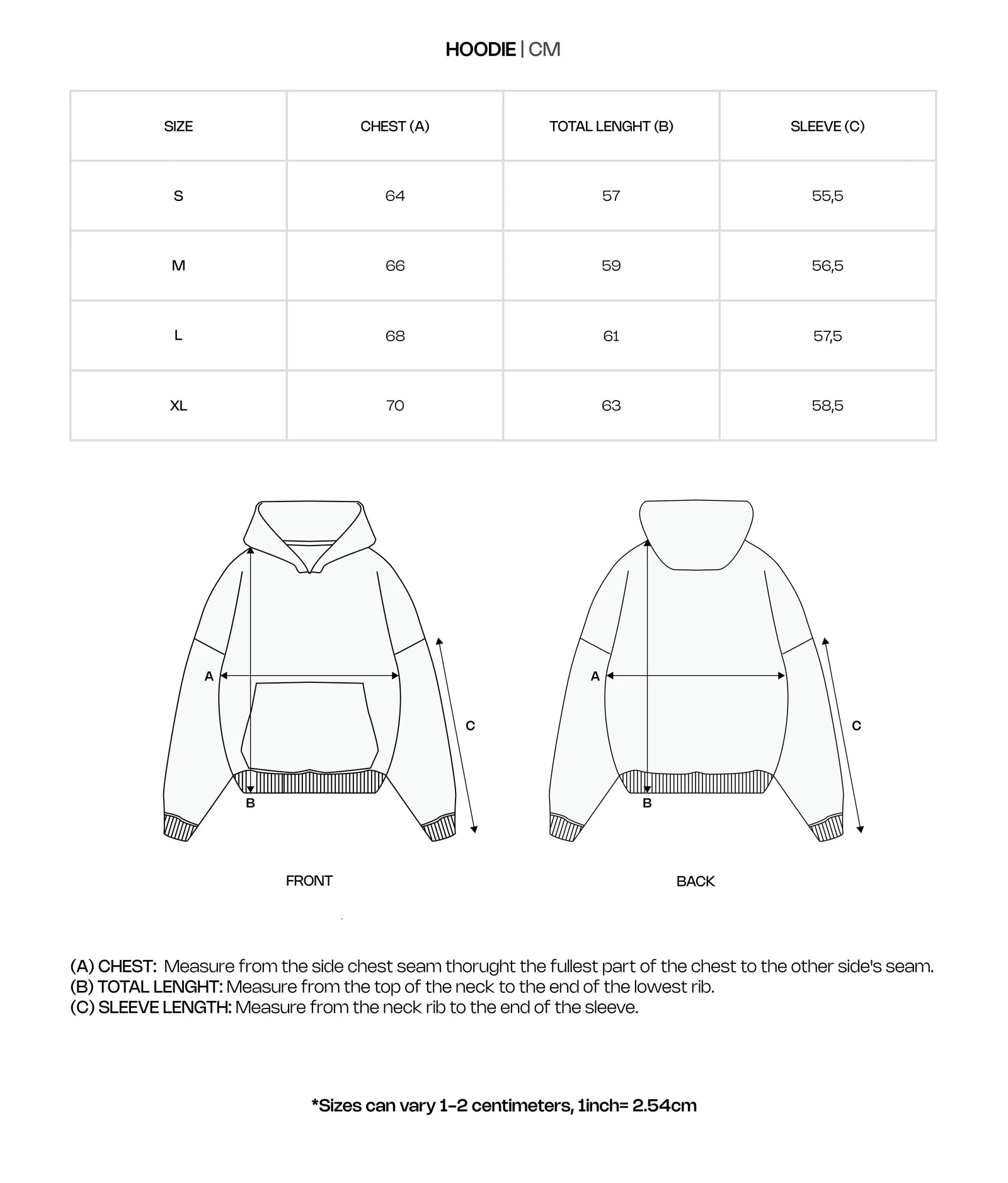 Fuelled By Moss Hoodie size guide