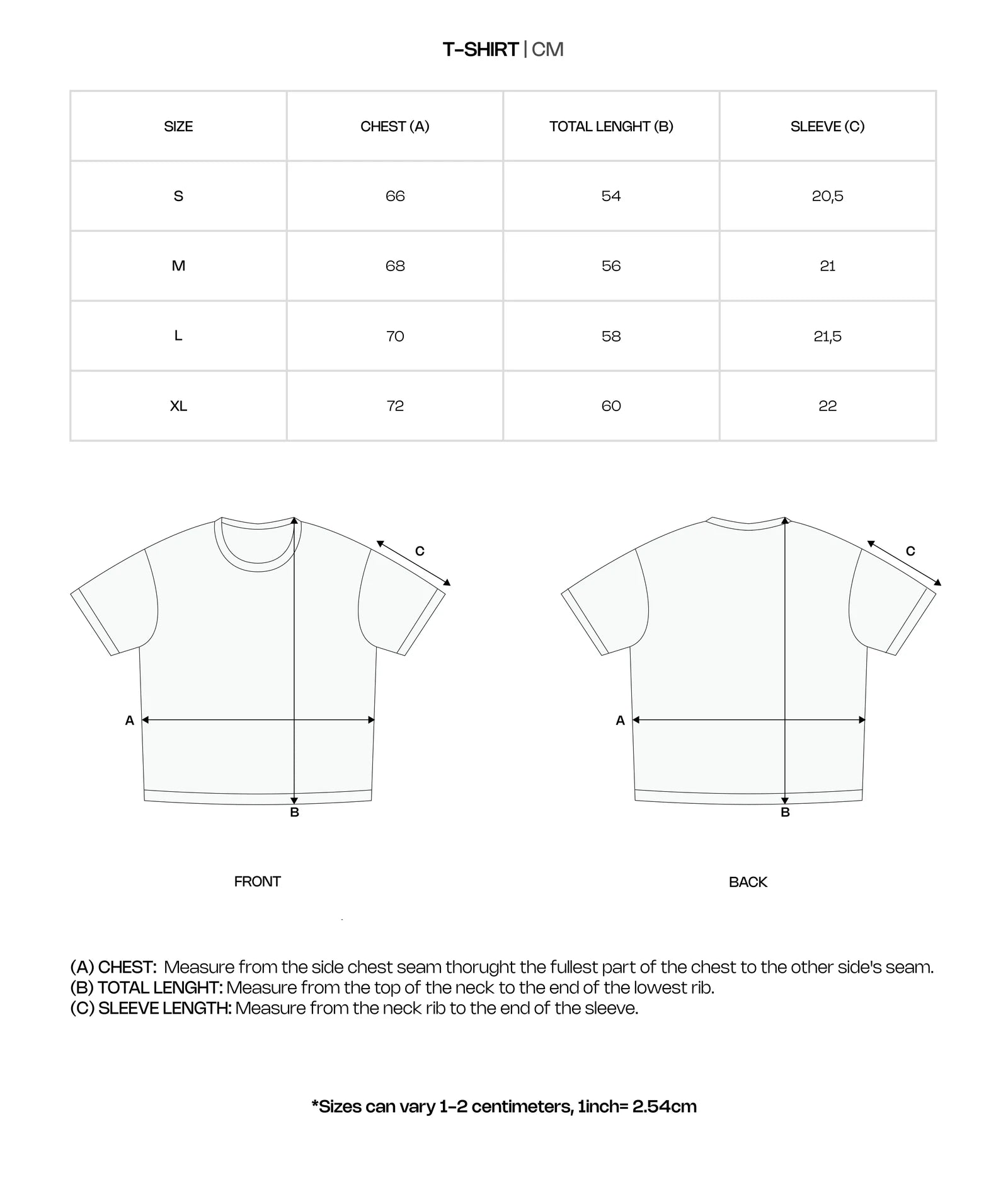 Trap Dusk Tee size guide